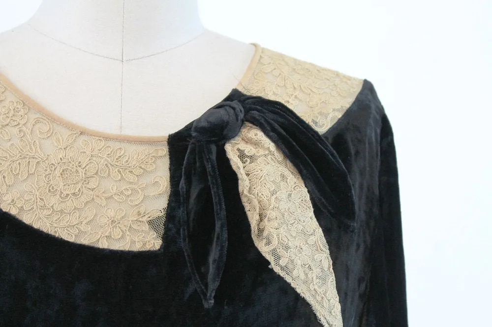 1920s silk velvet dress xs small | new winter