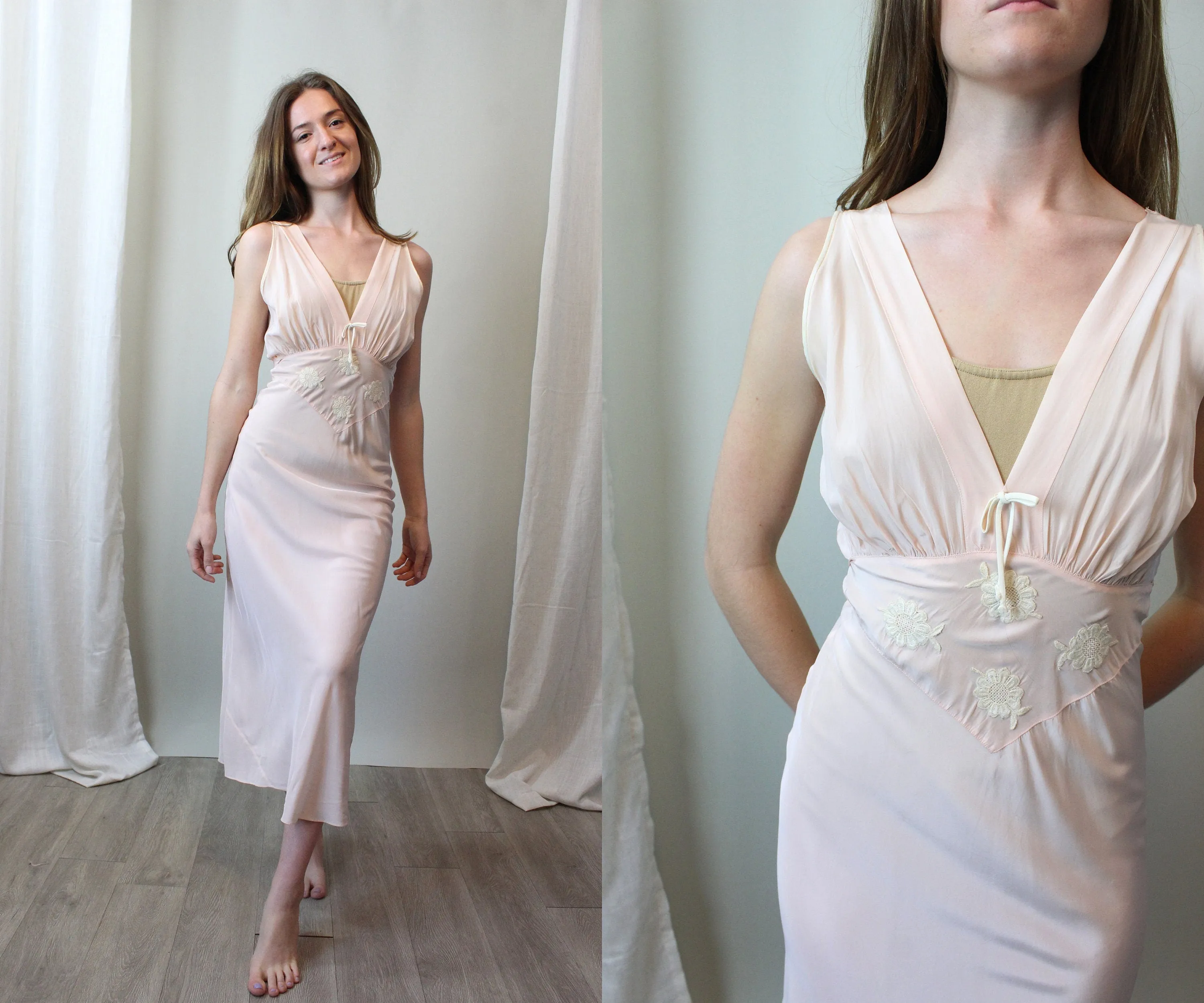 1940s FORTY WINKS rayon nightgown slip dress small | new spring