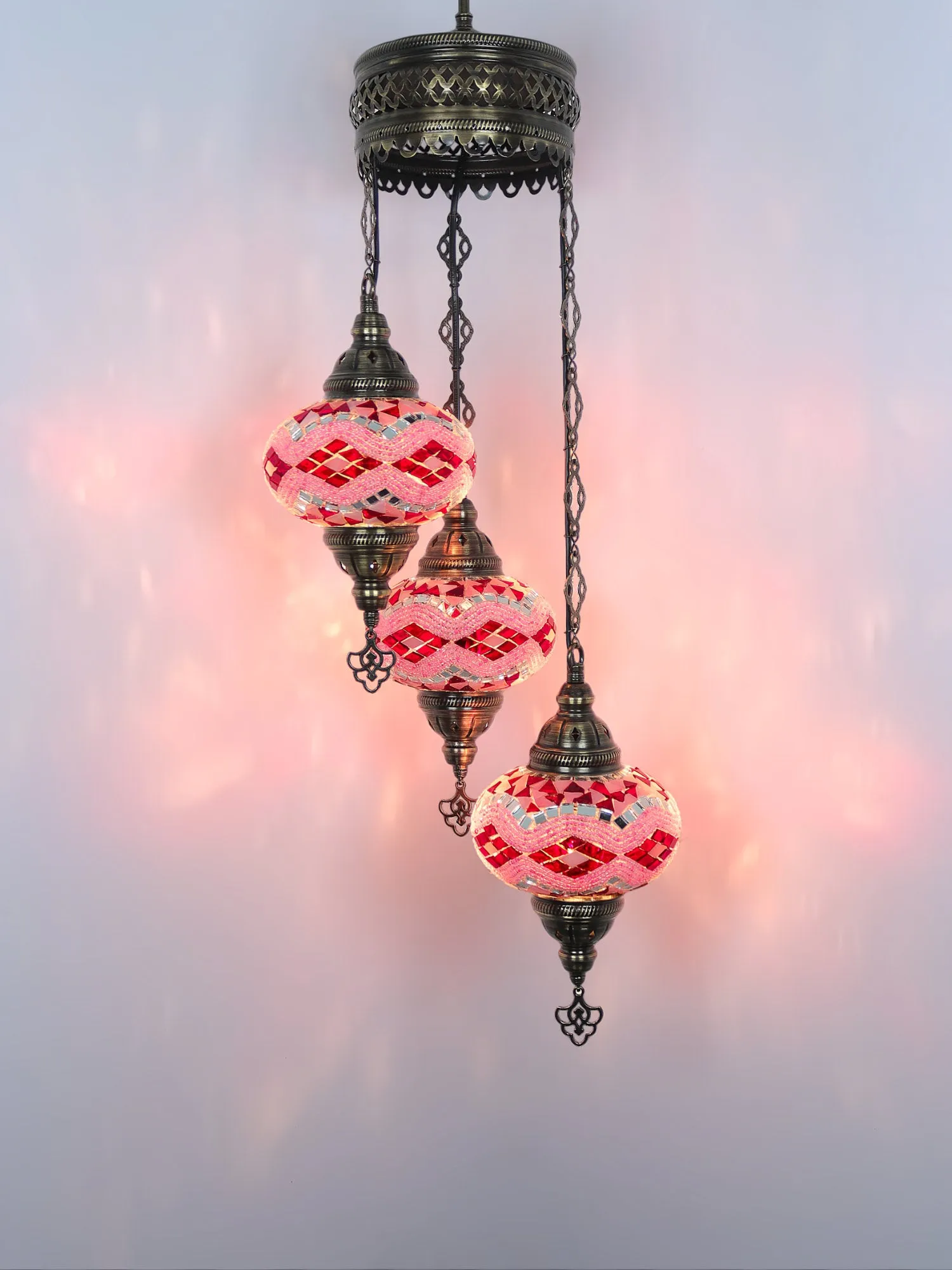 3-Globe Turkish Mosaic Chandelier Extra Chain Plug