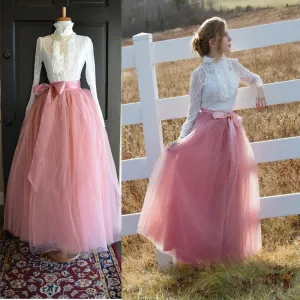 6 Layers 40 Inch Long Tulle Skirts Floor-Length Pleated Skirt Fashion Wedding Bridal Bridesmaid Skirt Faldas Jupe Saias