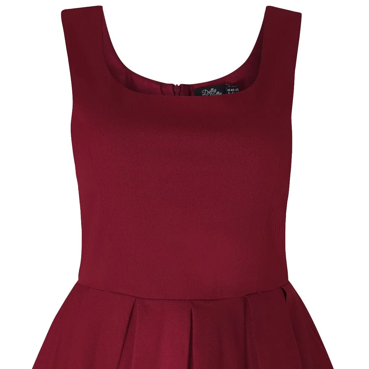 Amanda Embroidered Scoop Neck Swing Dress in Burgundy-Black