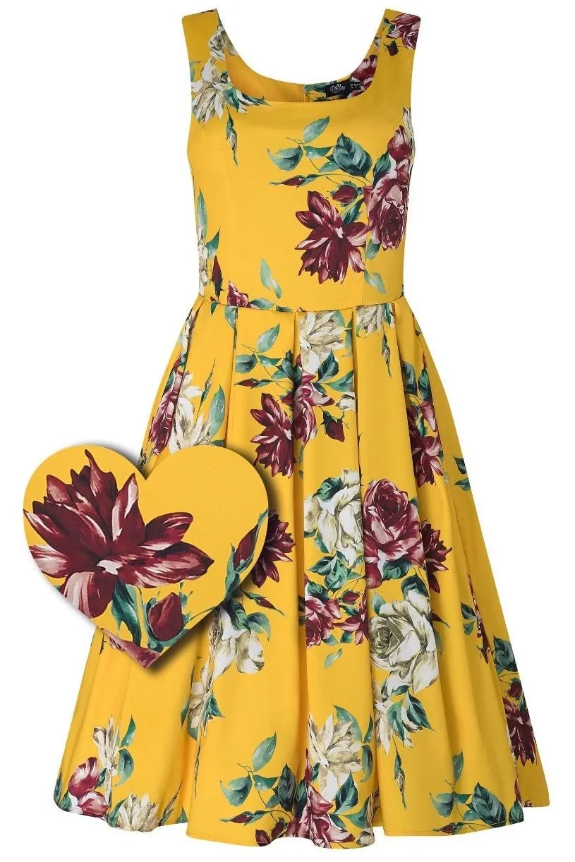 Amanda Yellow Floral Swing Dress