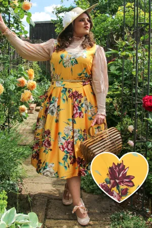 Amanda Yellow Floral Swing Dress