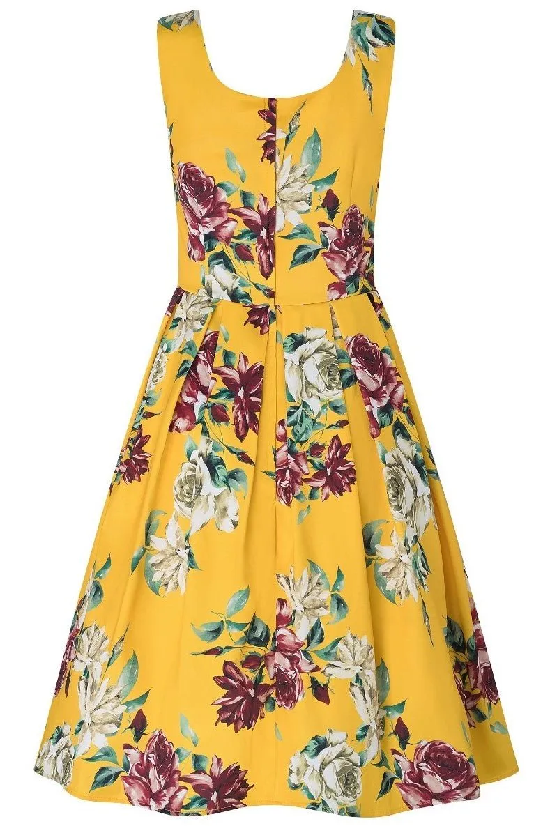 Amanda Yellow Floral Swing Dress