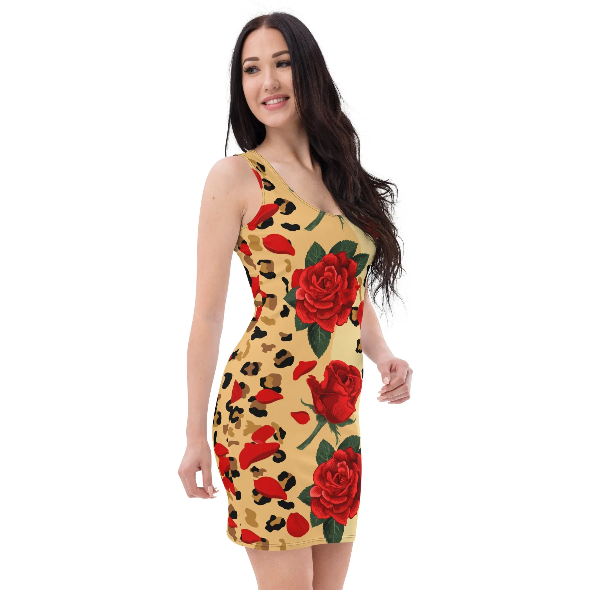 Animal Print Roses Bodycon Dress