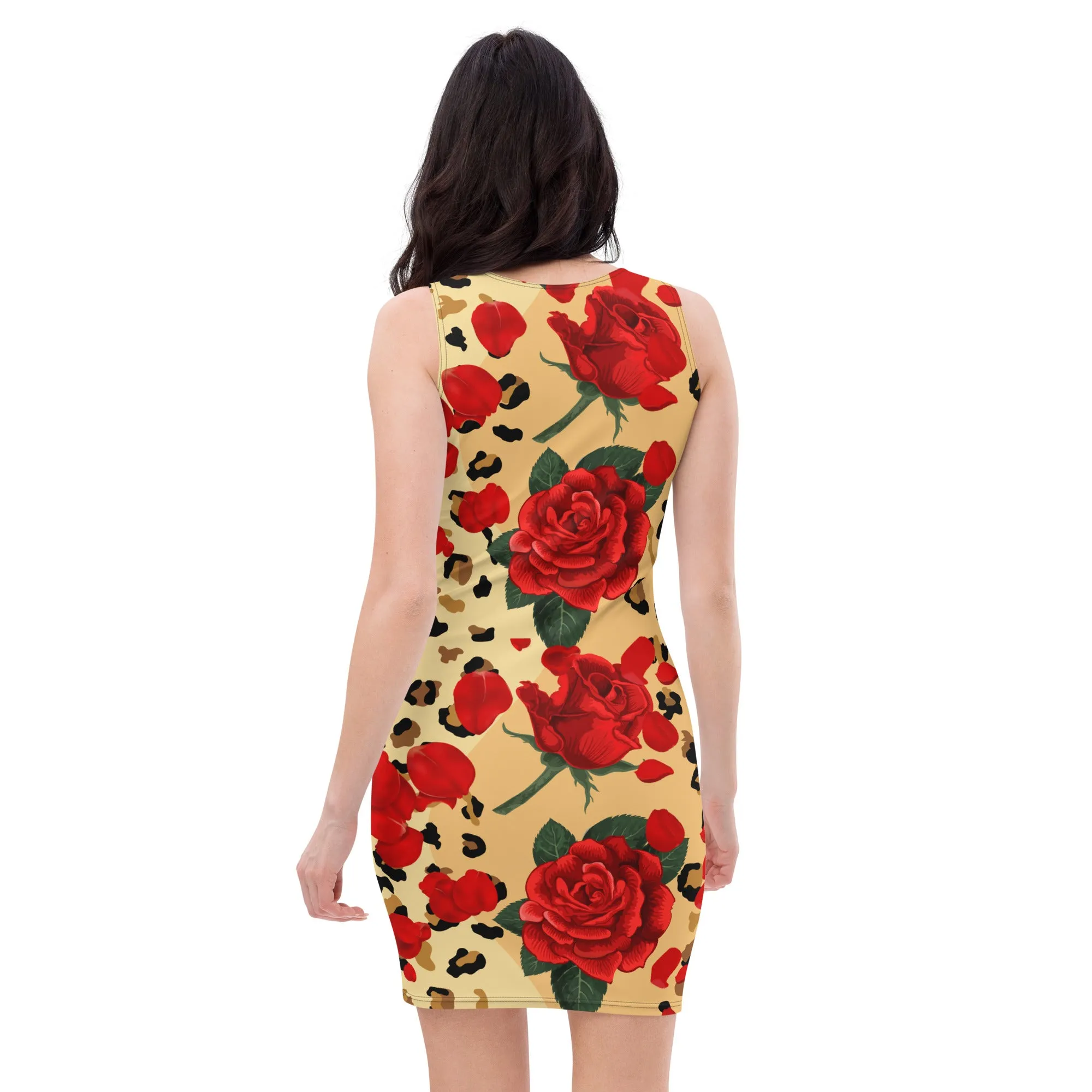 Animal Print Roses Bodycon Dress