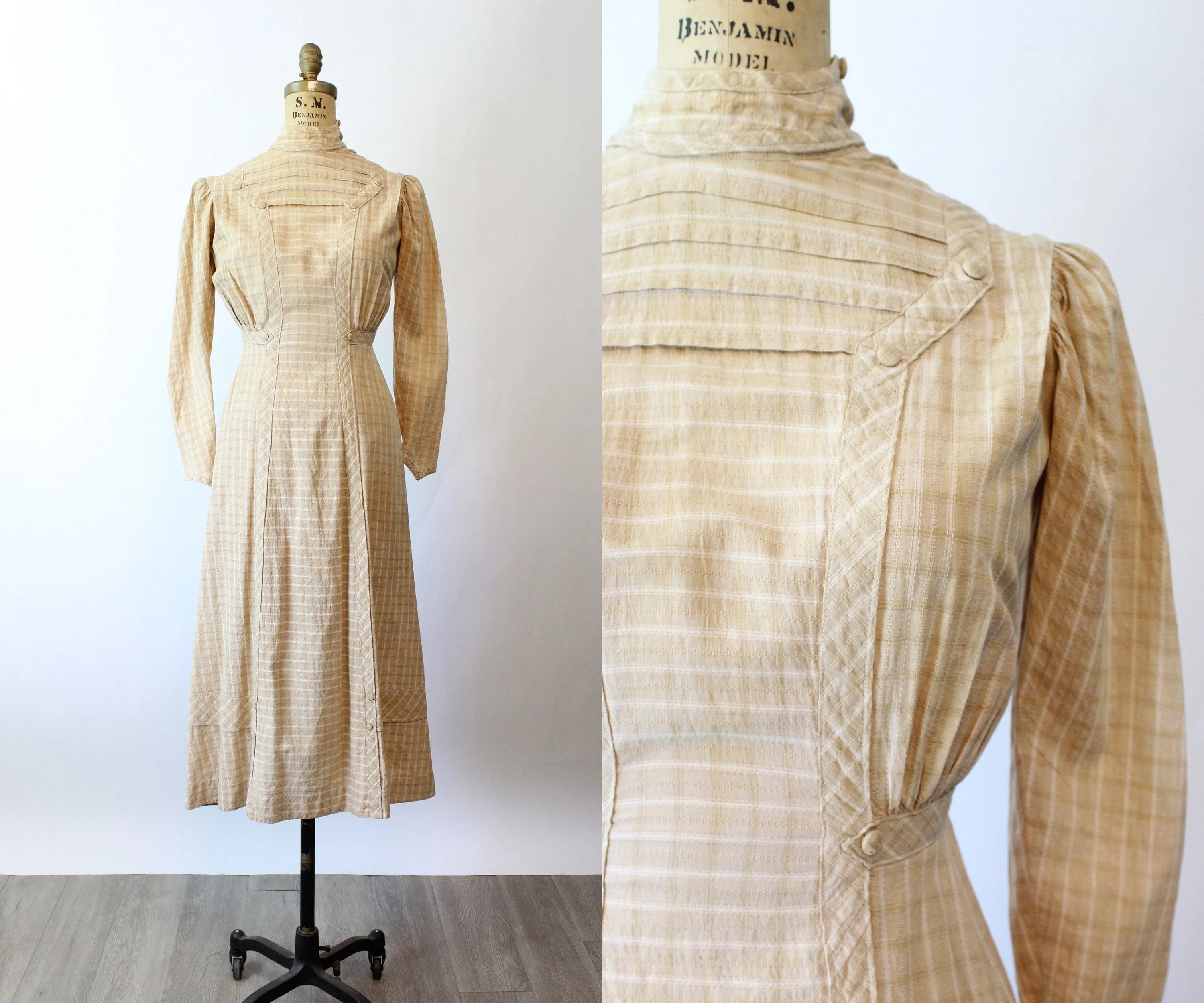 ANTIQUE 1905 edwardian COTTON dress xxs | new fall