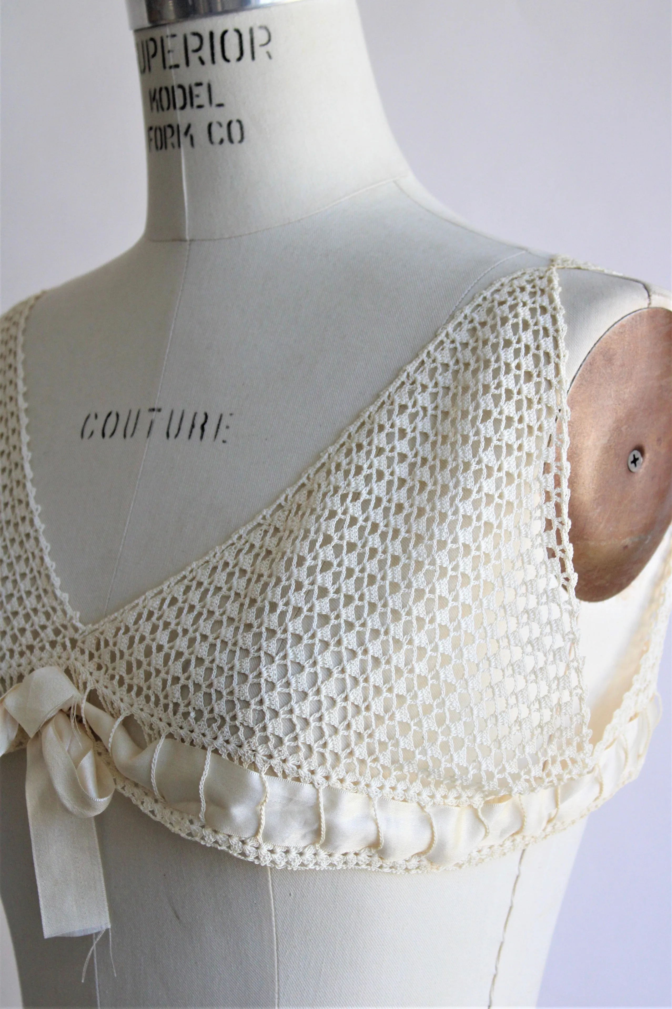 Antique Crochet Lace Chemise Yoke