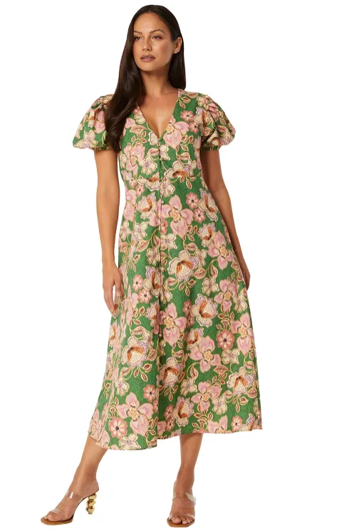 Betty Balloon Sleeve Long Dress Kelly Blossoms