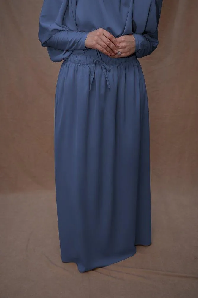 Blue Moira prayer Umrah gown with niqab feature