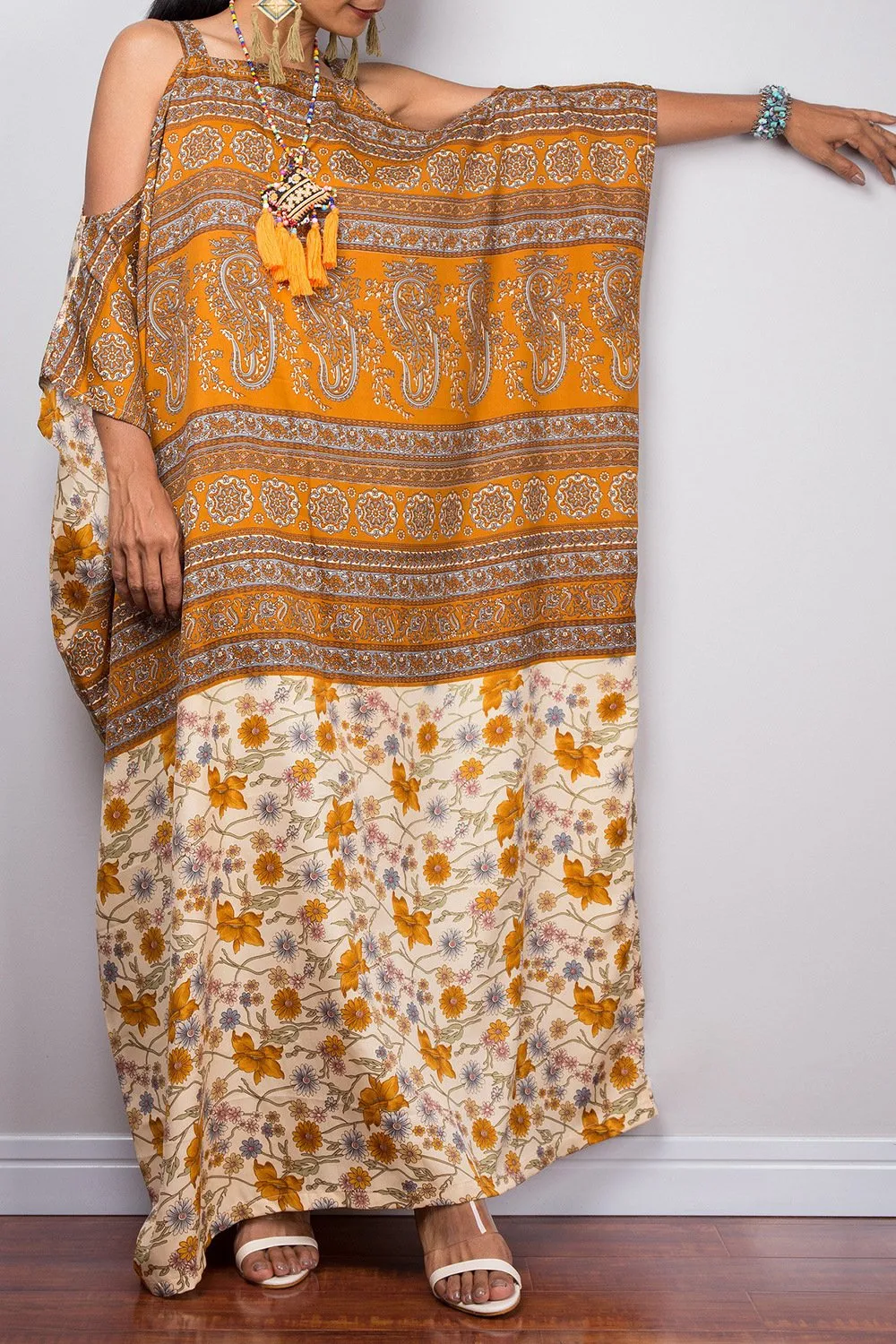 Bohemian Off-the-shoulder Style Robes Sling Ethnic Long Dress