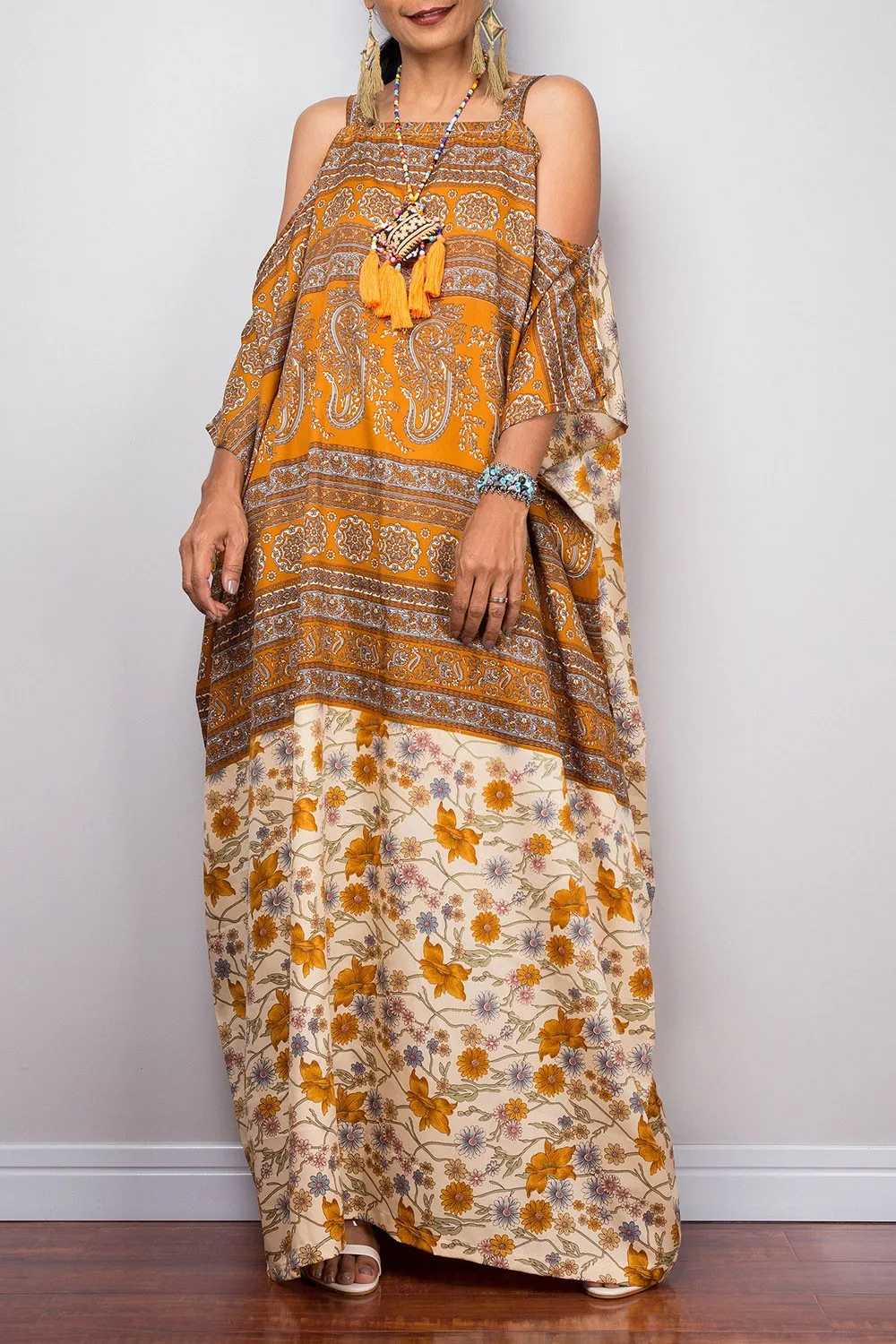 Bohemian Off-the-shoulder Style Robes Sling Ethnic Long Dress