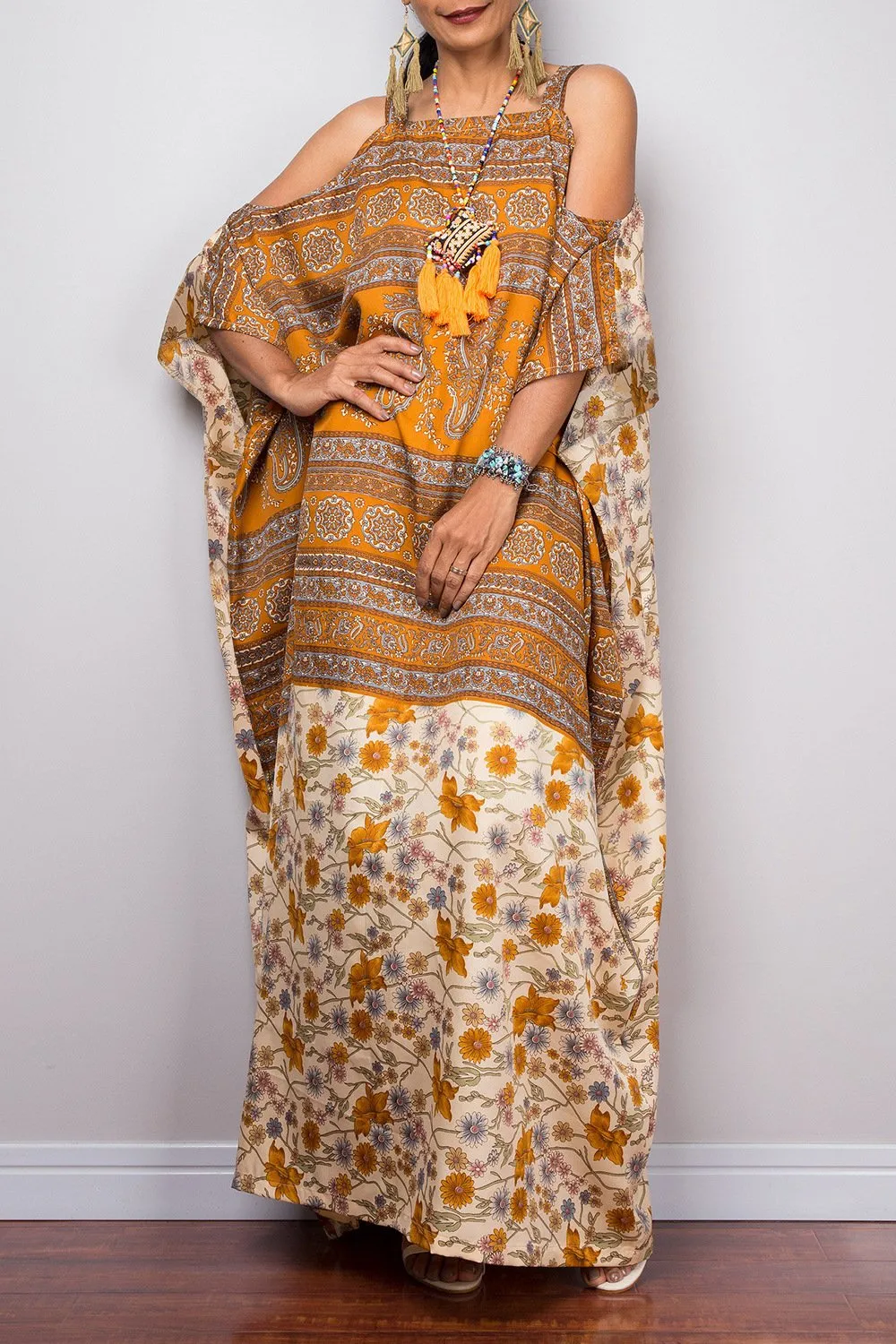 Bohemian Off-the-shoulder Style Robes Sling Ethnic Long Dress