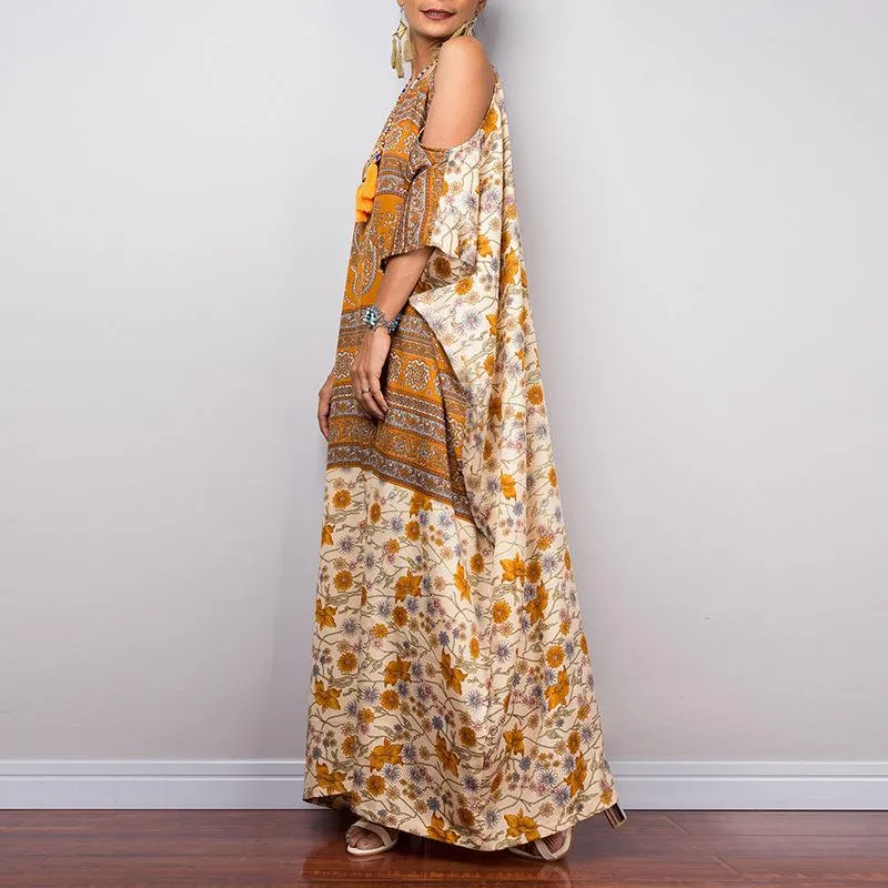 Bohemian Off-the-shoulder Style Robes Sling Ethnic Long Dress