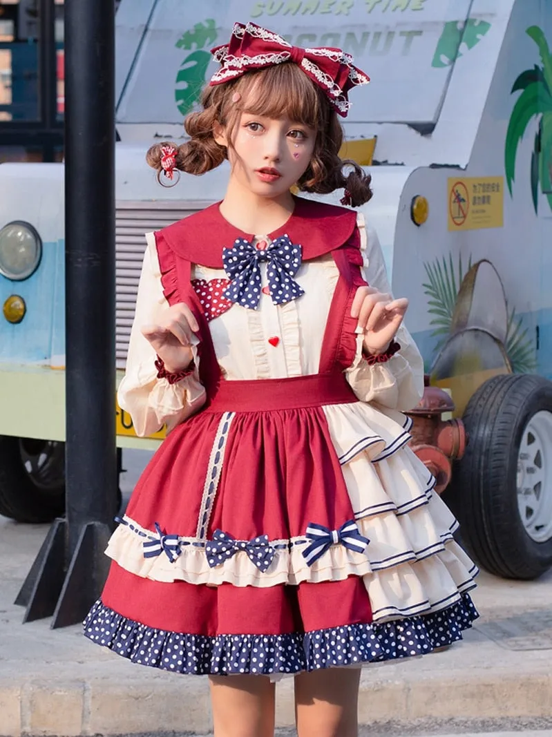 Candy Bear ~ Sweet Lolita Skirt Polka Dot Short Suspender Skirt