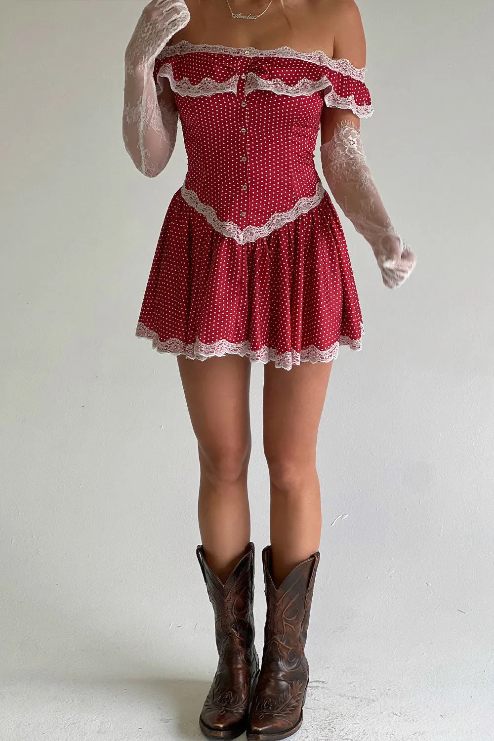 Charli Mini Dress - Scarlet Dot