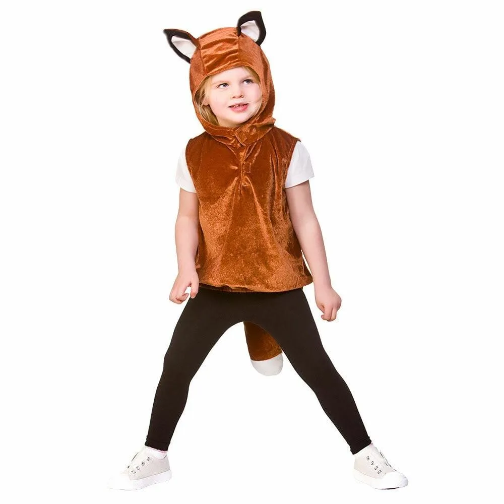 Childs Fox Hooded Tabard Kids Animal Fancy Dress