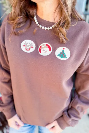 Christmas Cookies Embroidered Long Sleeve Graphic Sweatshirt