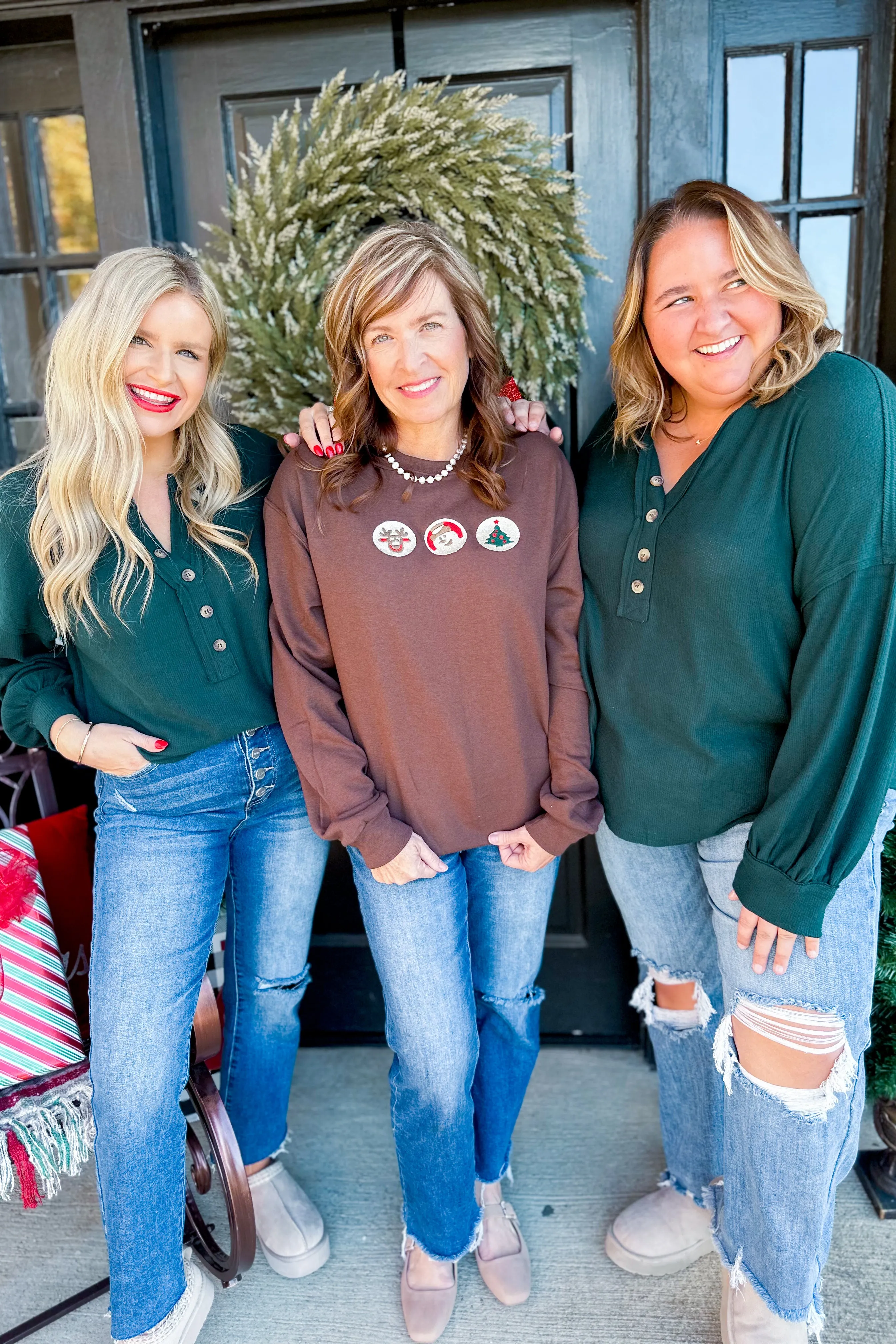 Christmas Cookies Embroidered Long Sleeve Graphic Sweatshirt