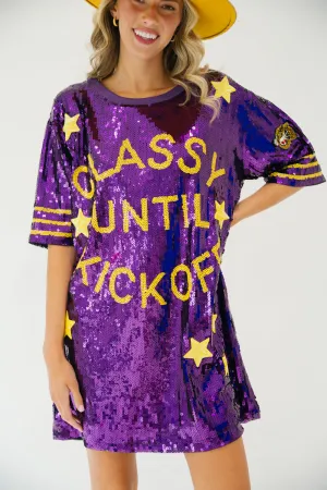 CLASSY UNTIL KICKOFF STAR SEQUIN DRESS