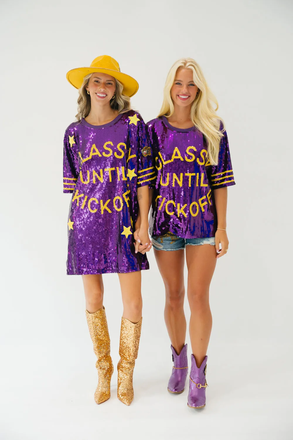 CLASSY UNTIL KICKOFF STAR SEQUIN DRESS