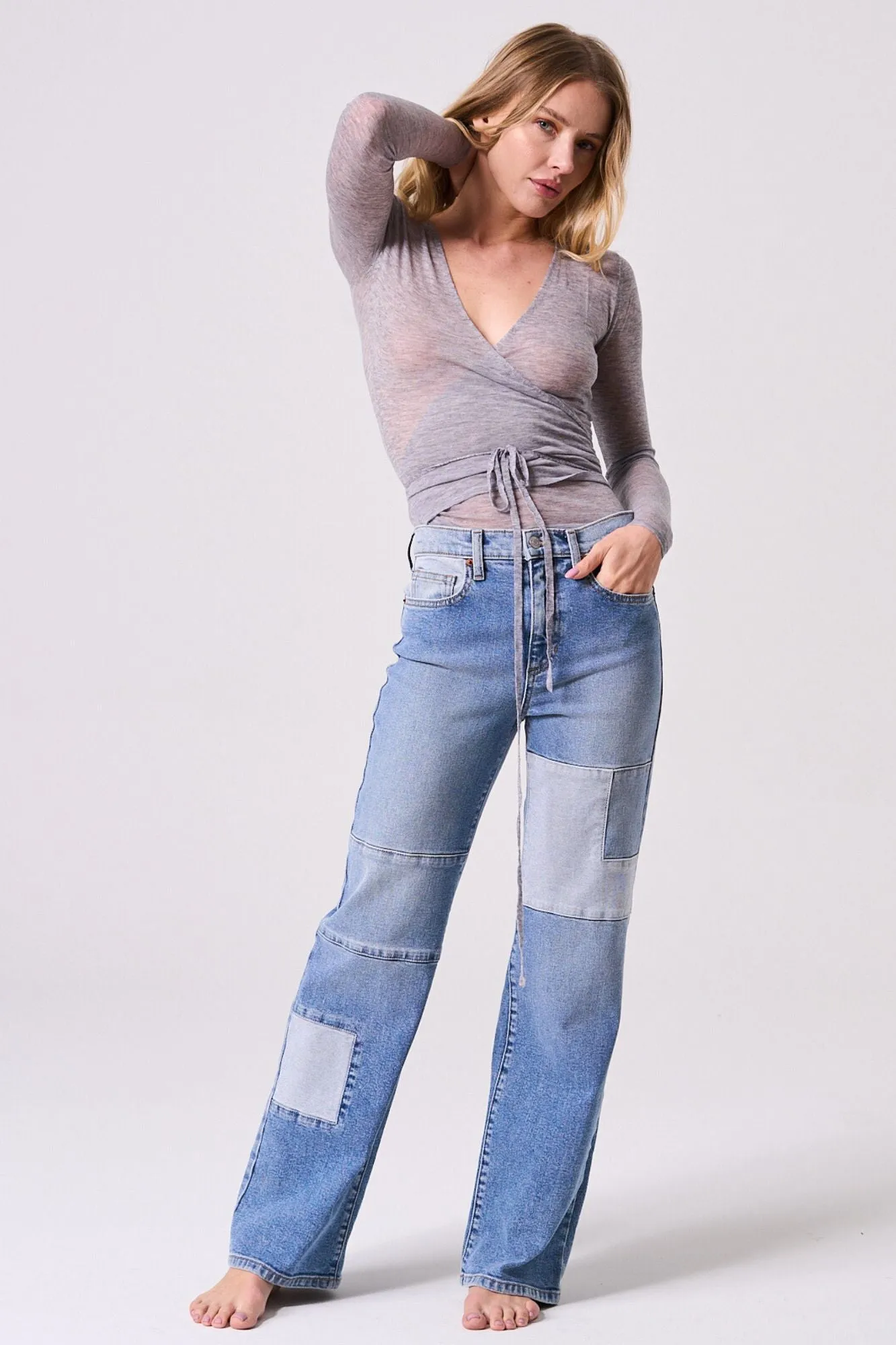 COMFORT STRETCH COLOR BLOCK HIGH RISE WIDE STRAIGHT / SP-P12682LV