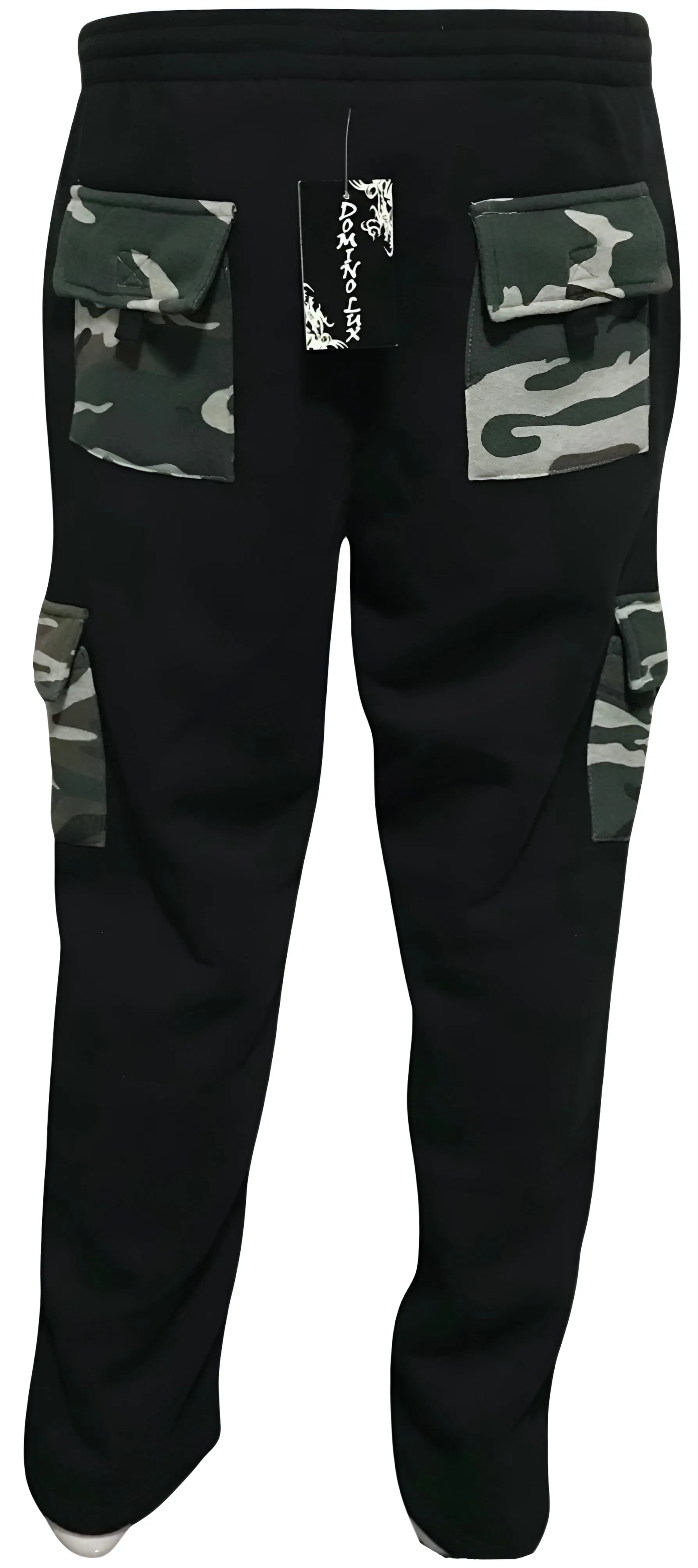 ^DOMINO LUX^ (BLACK WITH CAMO) STRAIGHT LEG SWEATPANTS