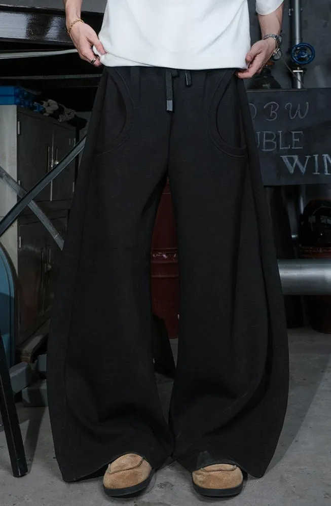 Draped Straight Wide Leg Sweatpants