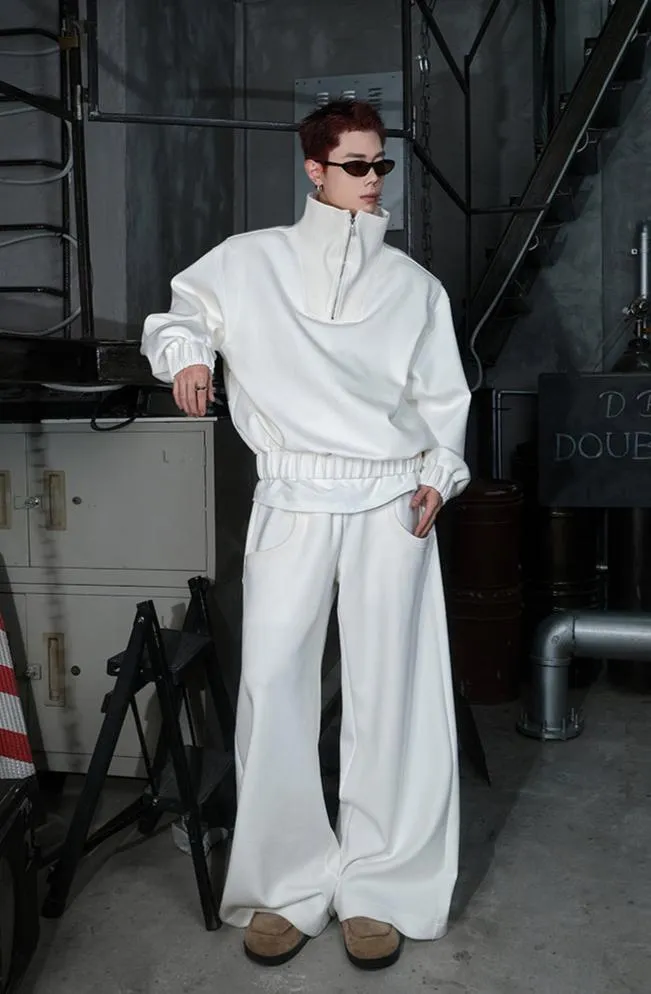 Draped Straight Wide Leg Sweatpants