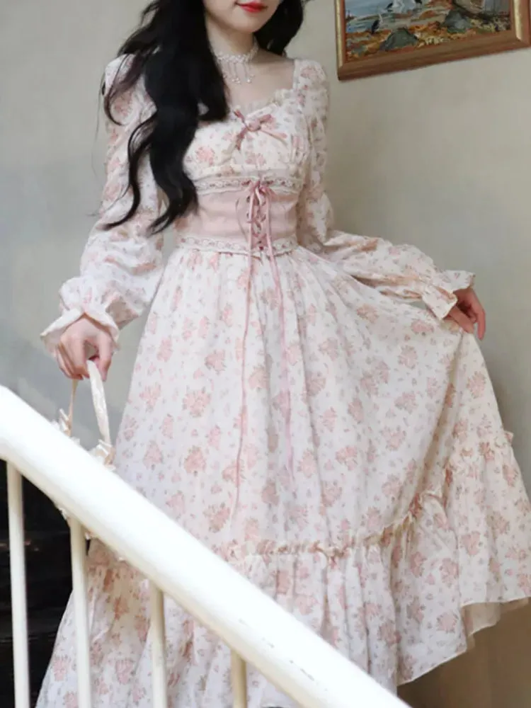 DressBetty - 2024 Elegant Sweet Lace Print Princess Floral Dress