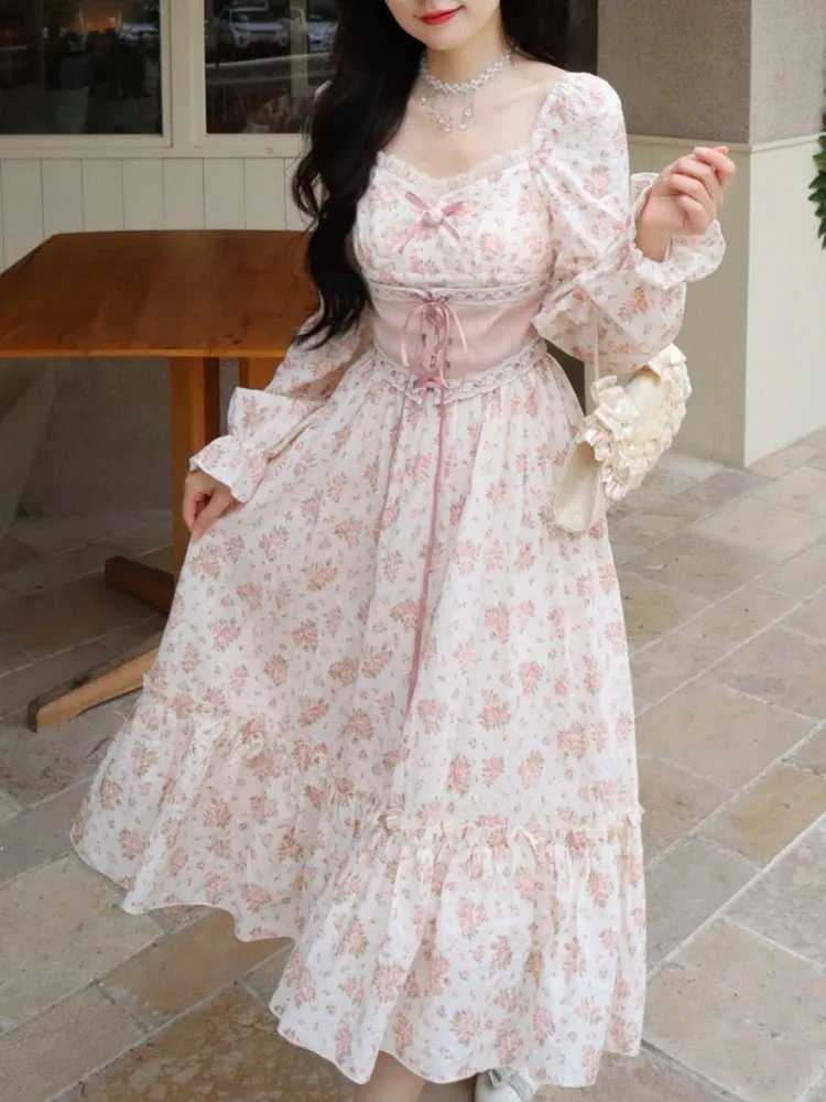 DressBetty - 2024 Elegant Sweet Lace Print Princess Floral Dress