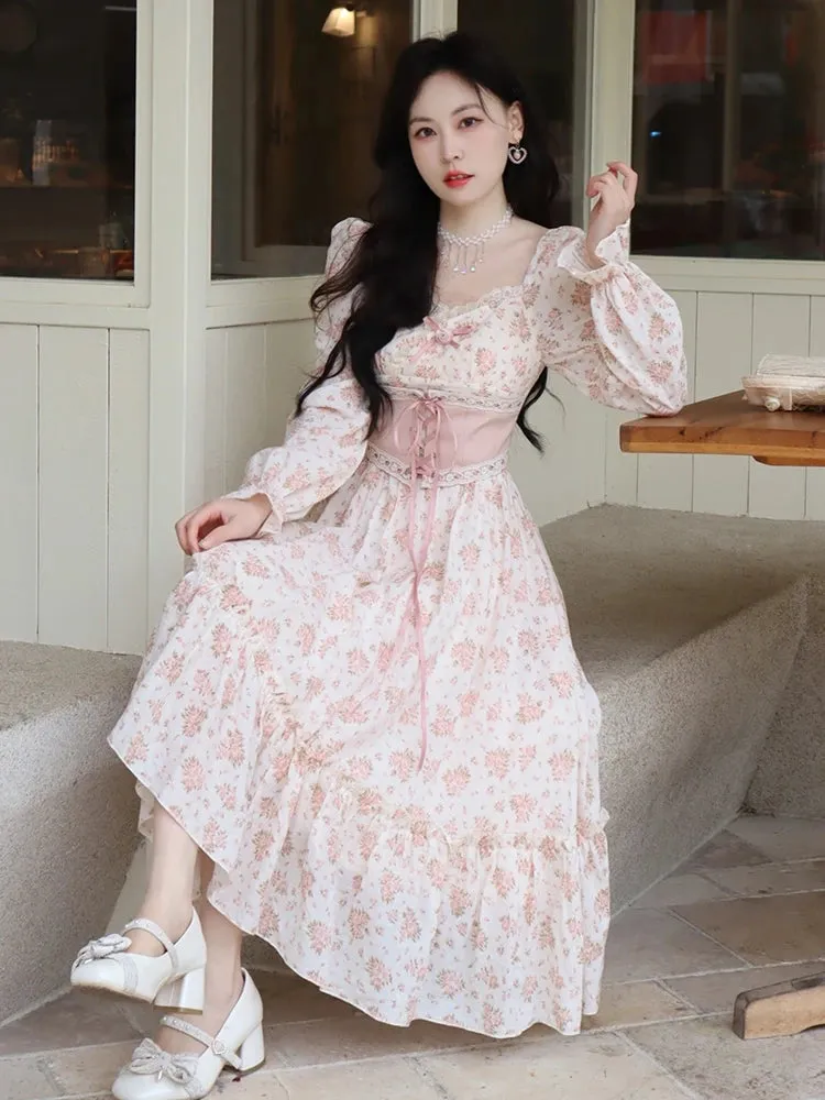 DressBetty - 2024 Elegant Sweet Lace Print Princess Floral Dress