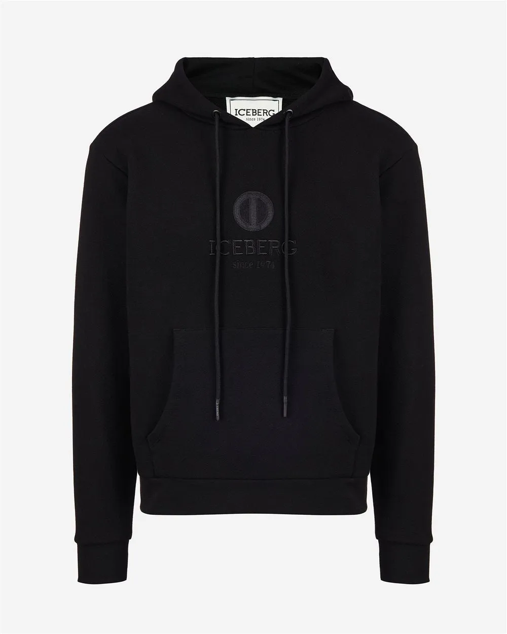 Embroidered Round Logo Sweat Hoodie (Black) - I23E02363209000