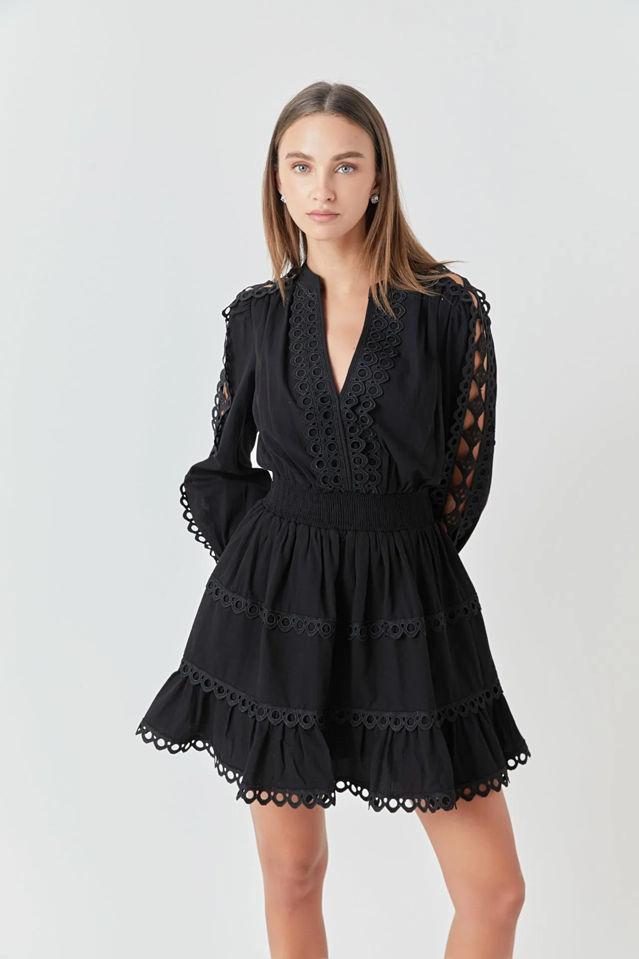 Endless Rose - Lace Trim Mini Dress