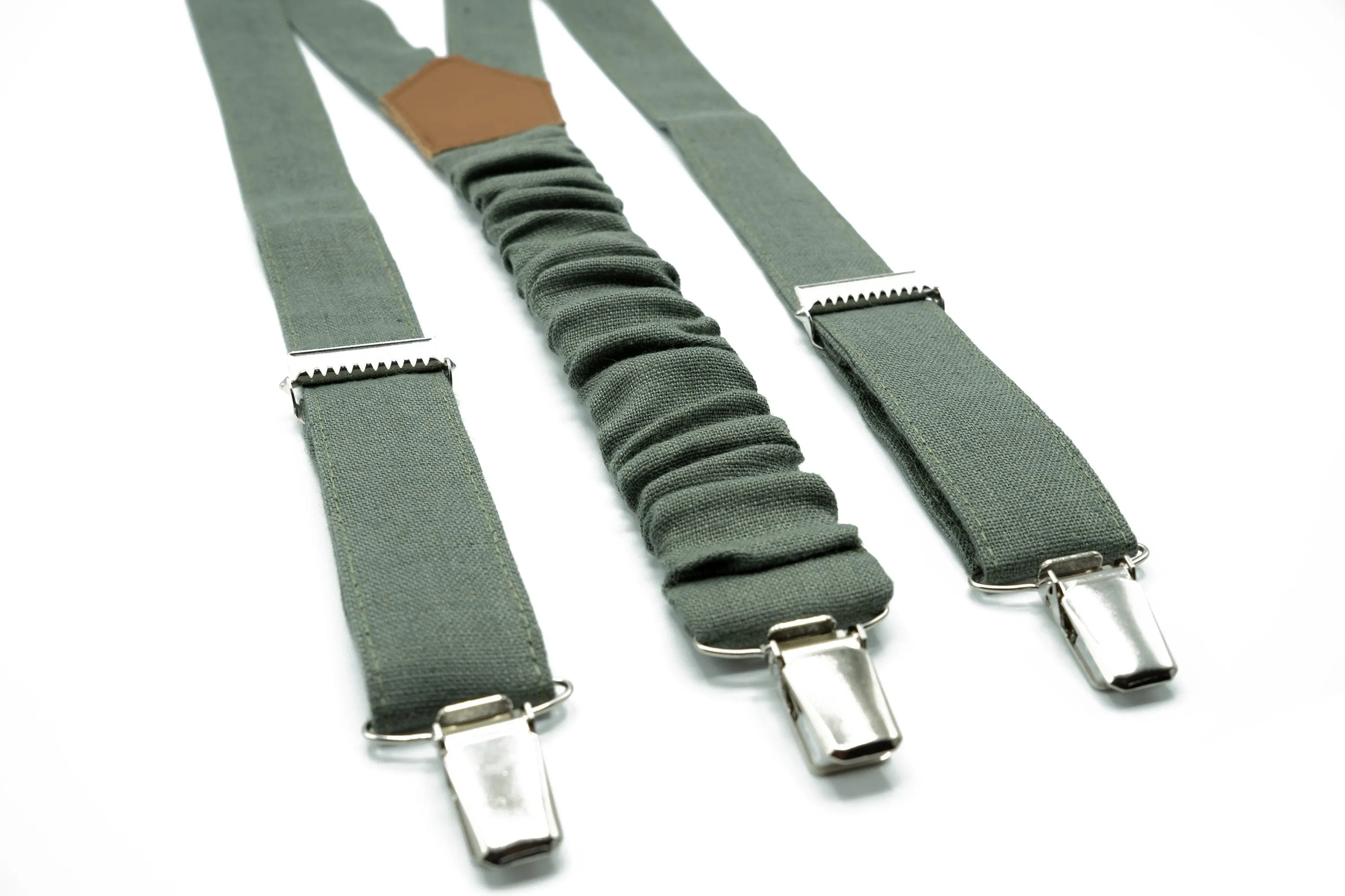 Eucalyptus Groomsman Bowtie & Suspender Set - Sage Green Bow Tie and Suspenders for Men and Boys, Ideal for Weddings