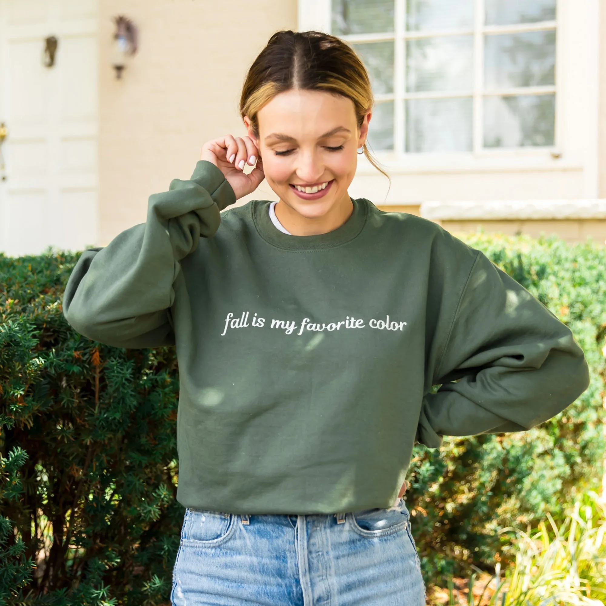 Fall is My Favorite Color Embroidered Crewneck Gemma Sweatshirt