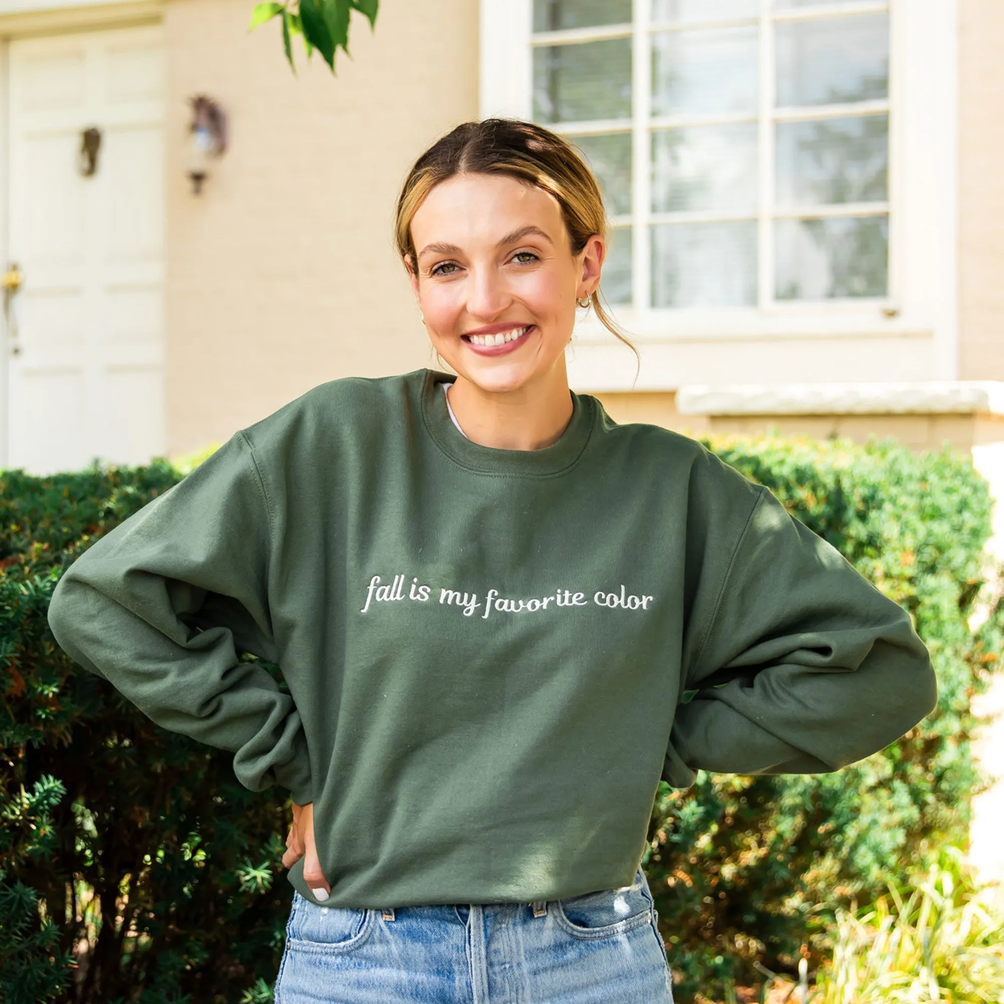 Fall is My Favorite Color Embroidered Crewneck Gemma Sweatshirt