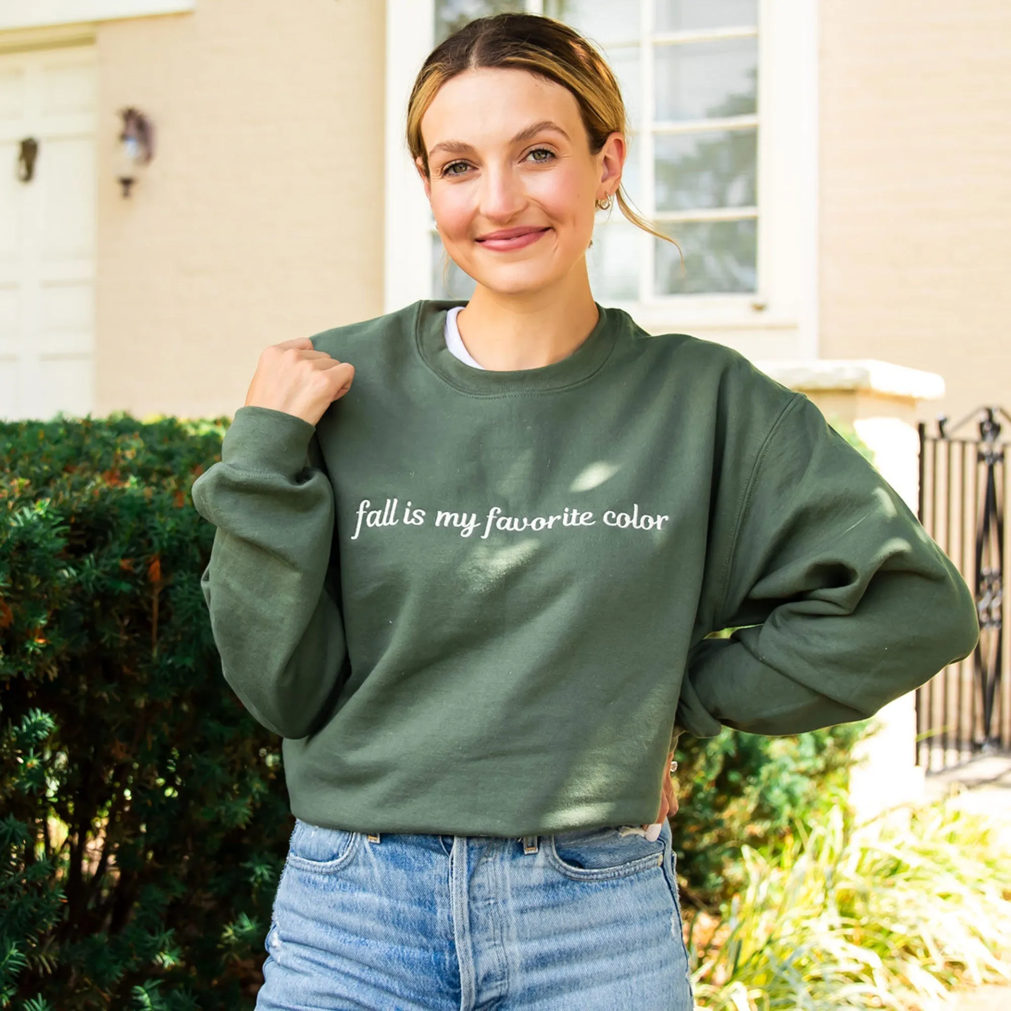 Fall is My Favorite Color Embroidered Crewneck Gemma Sweatshirt