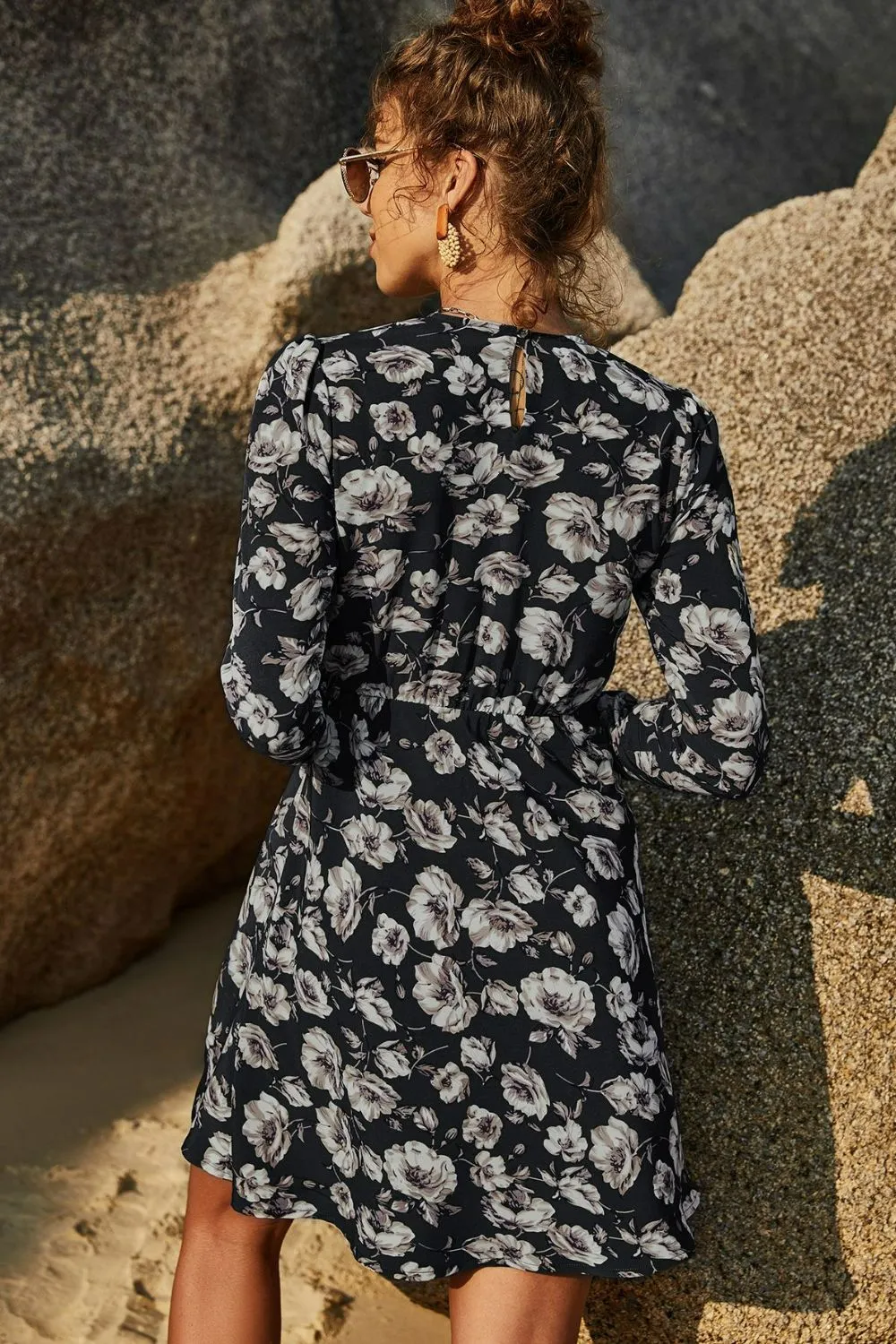 Floral Puff Sleeve A-Line Dress