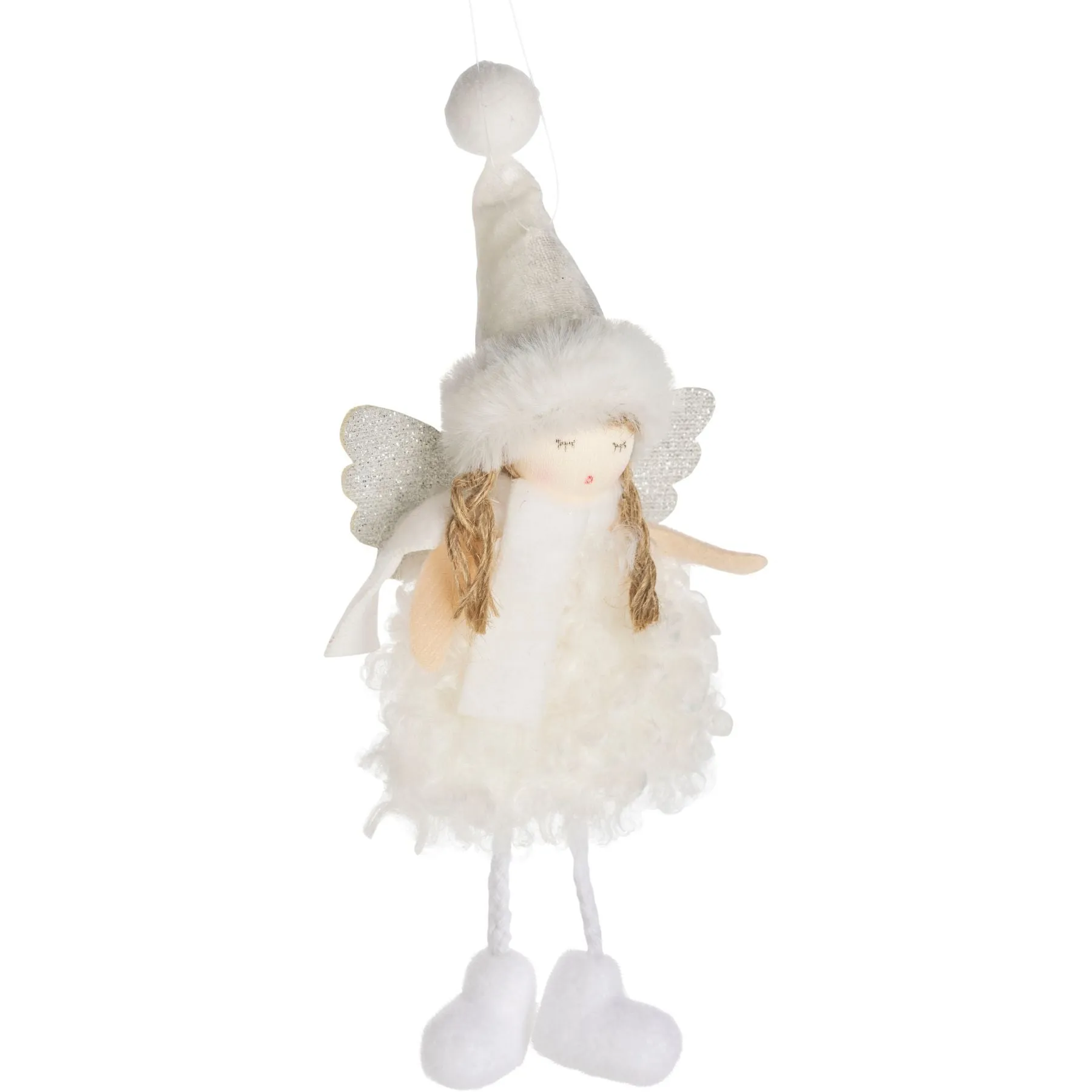 Fluffy Plush Dress Angel Ornament