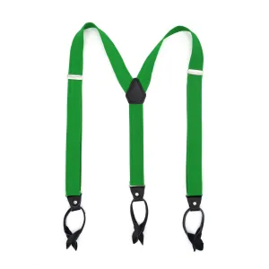 Green Button-End Unisex Suspenders