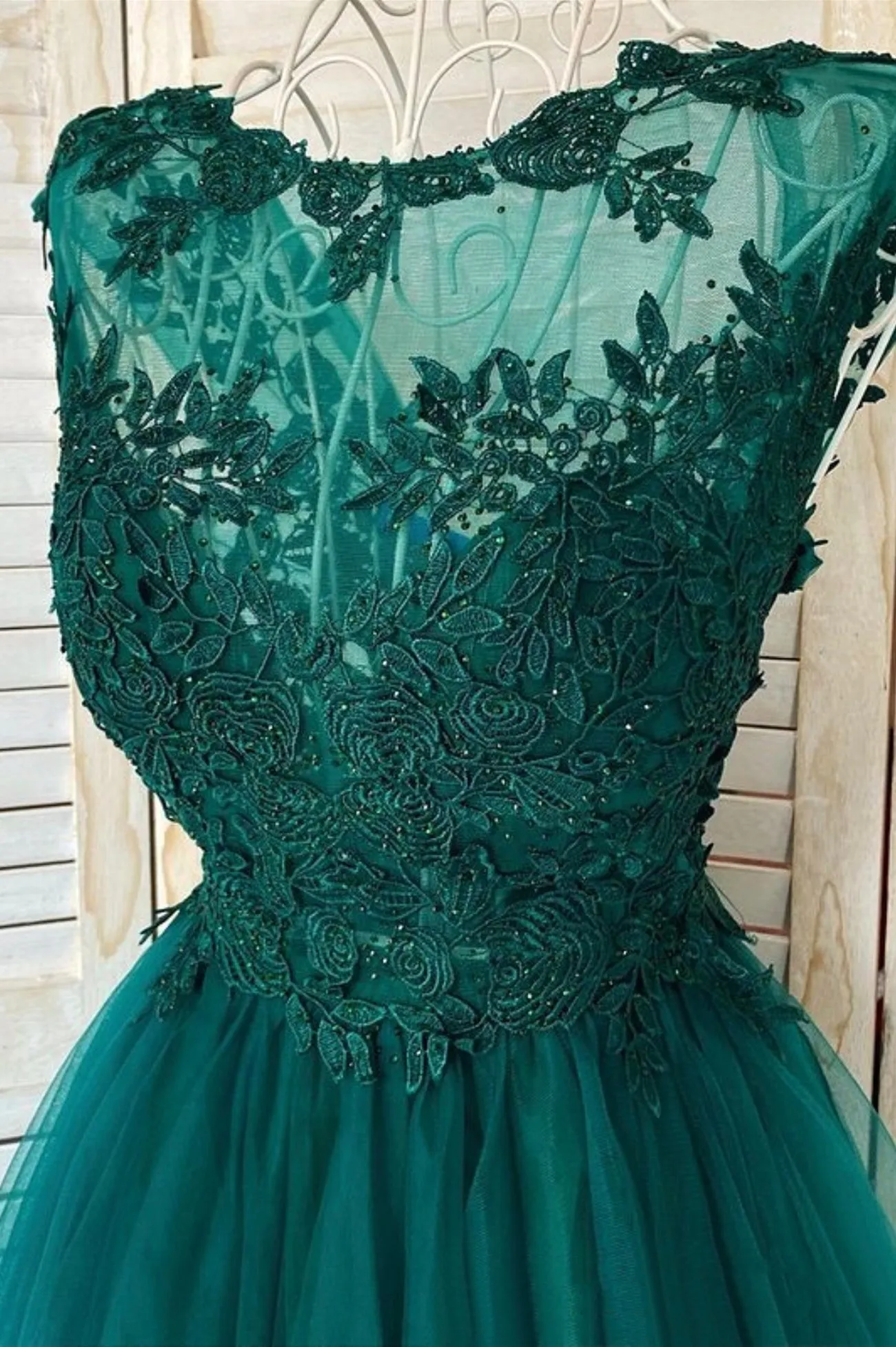 Green Lace Short Prom Dress A-Line Homecoming Dress