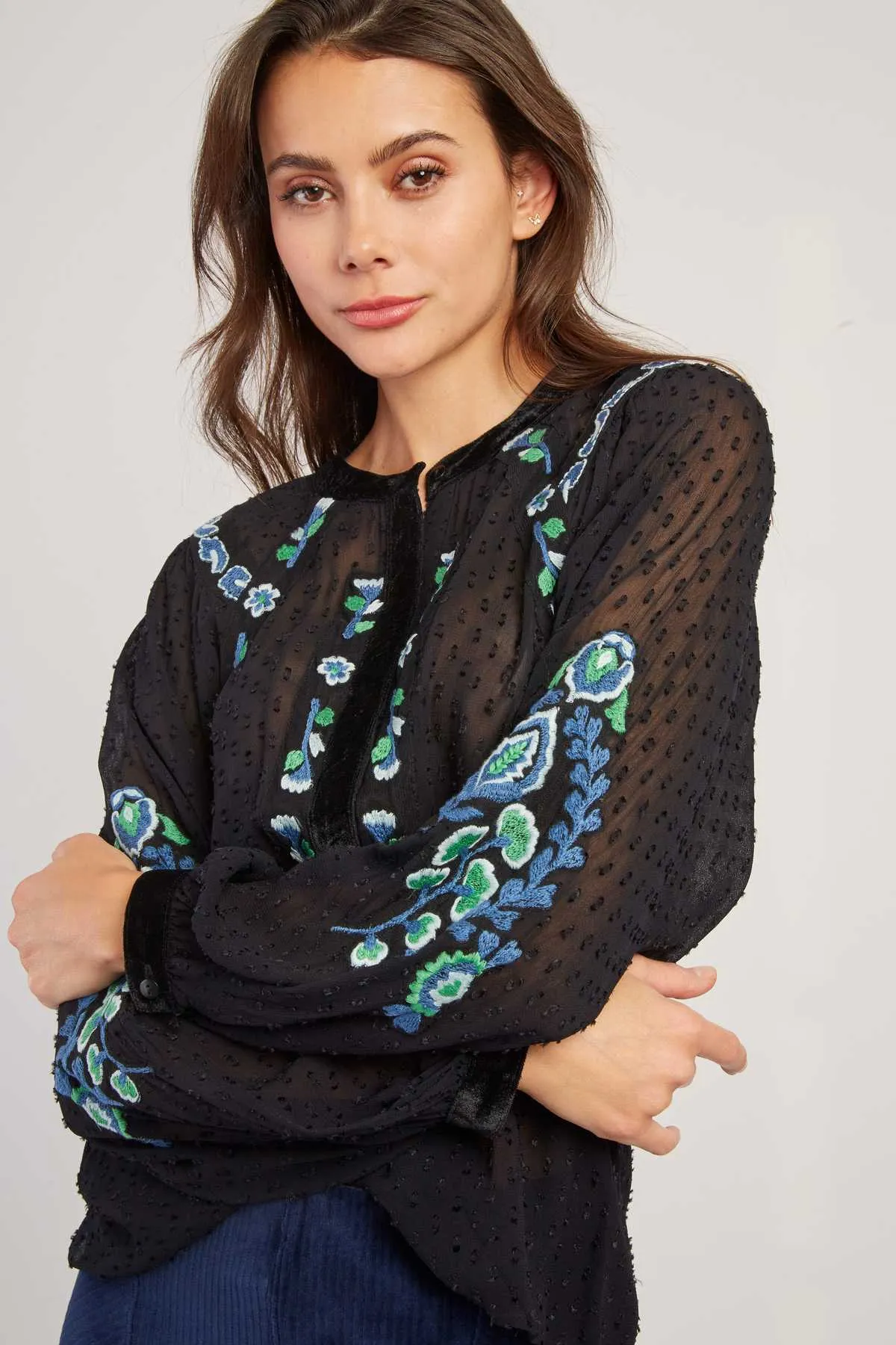 Haiti Embroidered Top - Black