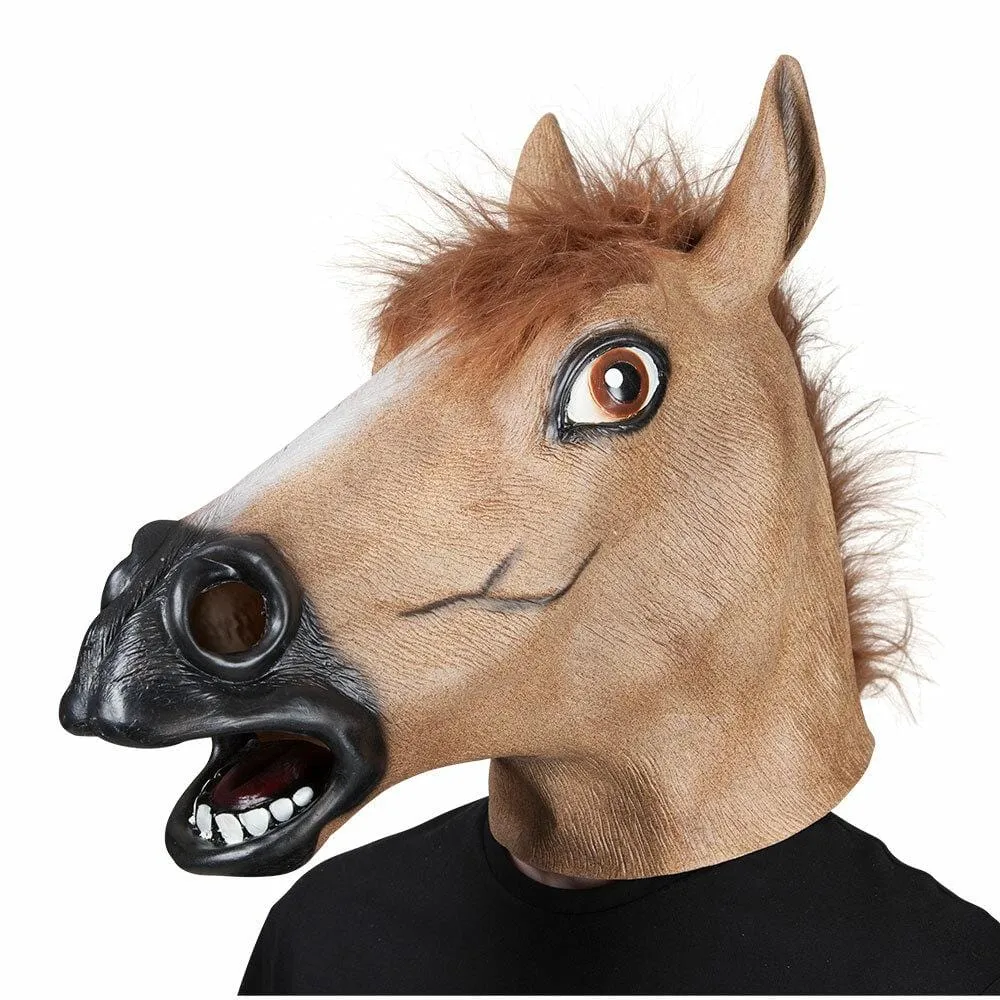 Horse Head Mask Adults Halloween Fancy Dress Brown Animal