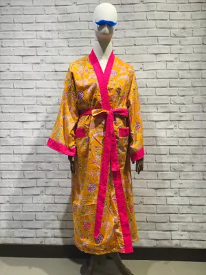 Indian summer waffle robe with pink