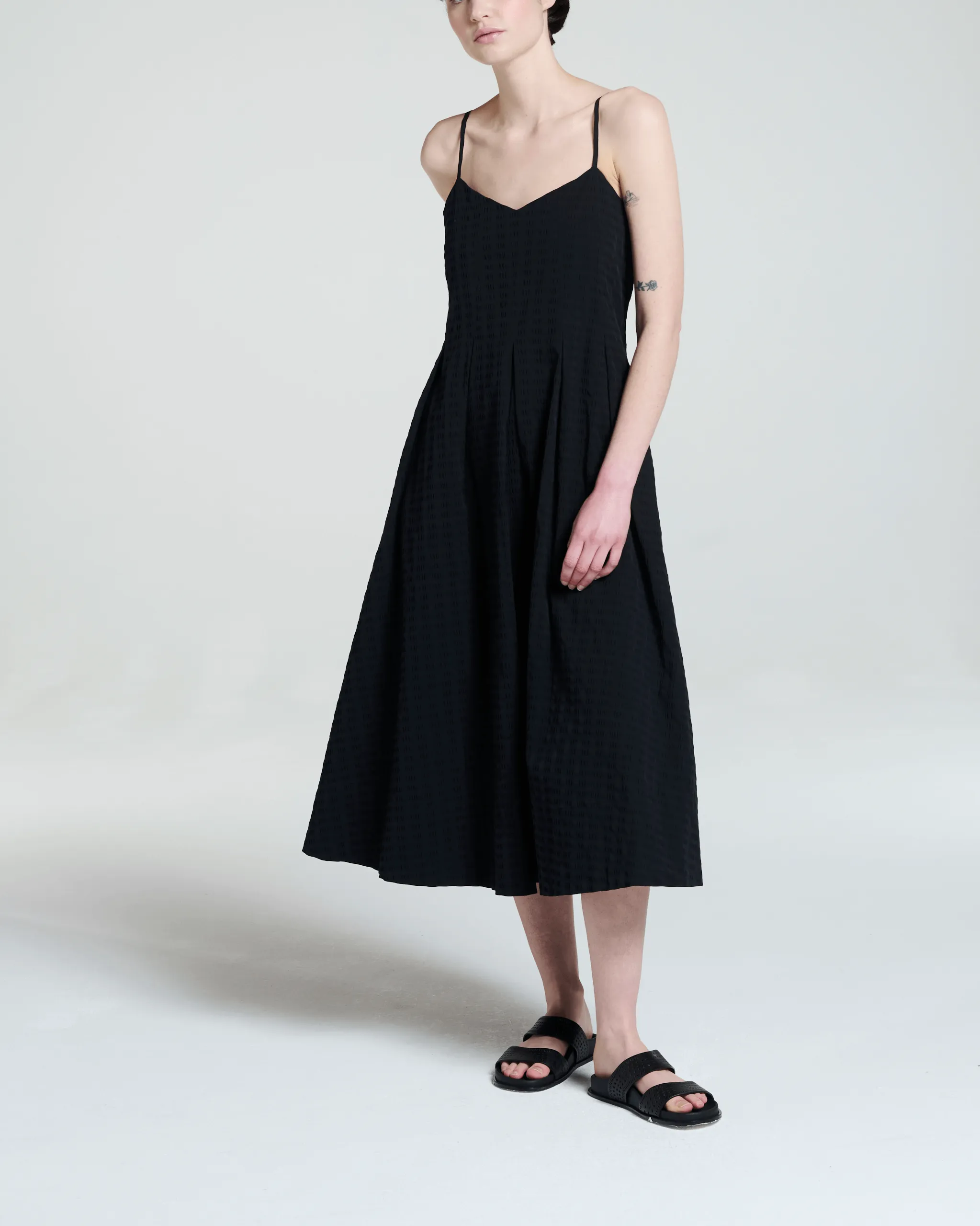 Kate Dress Black Textured Cotton