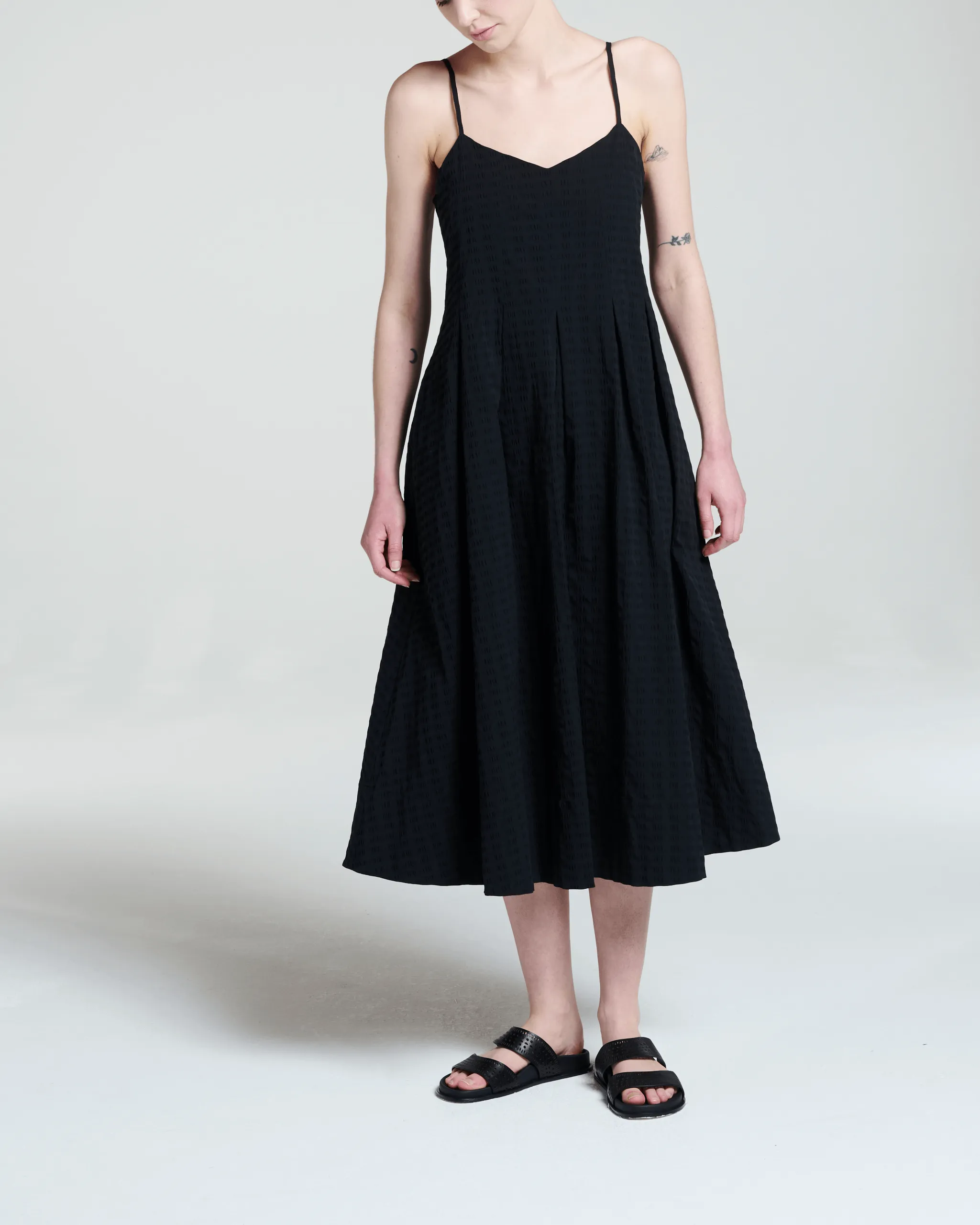 Kate Dress Black Textured Cotton