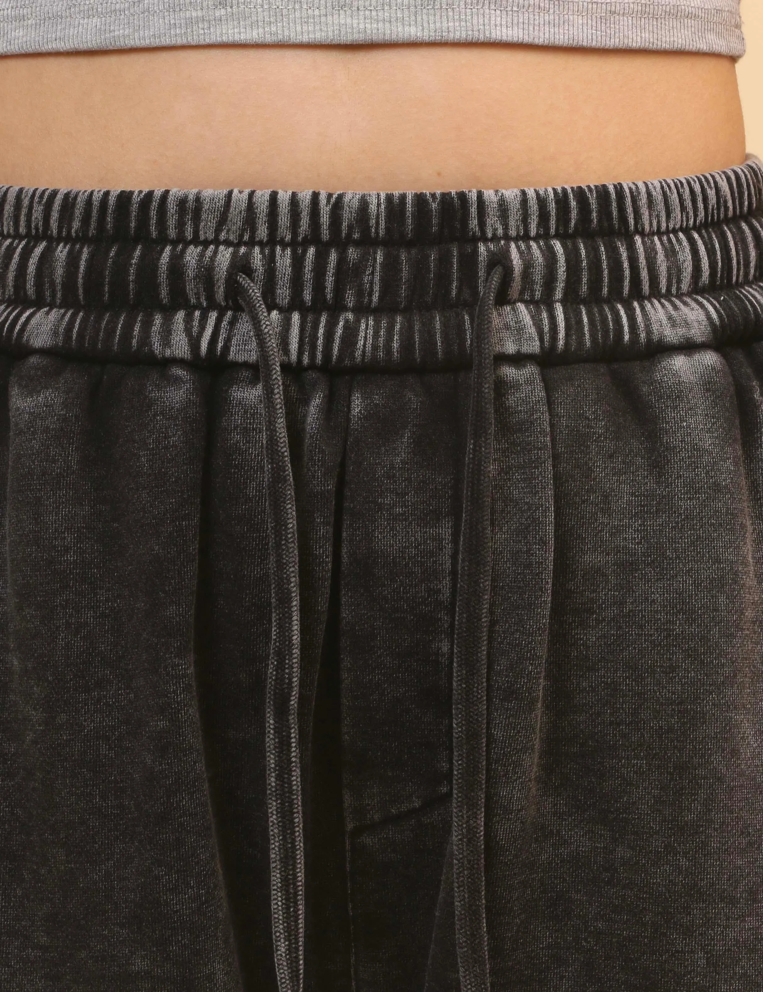 Ladies Slouchy Washed Waist Wide Leg Sweatpants SKP4699