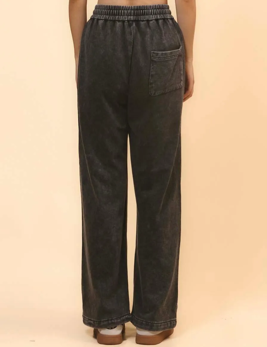 Ladies Slouchy Washed Waist Wide Leg Sweatpants SKP4699