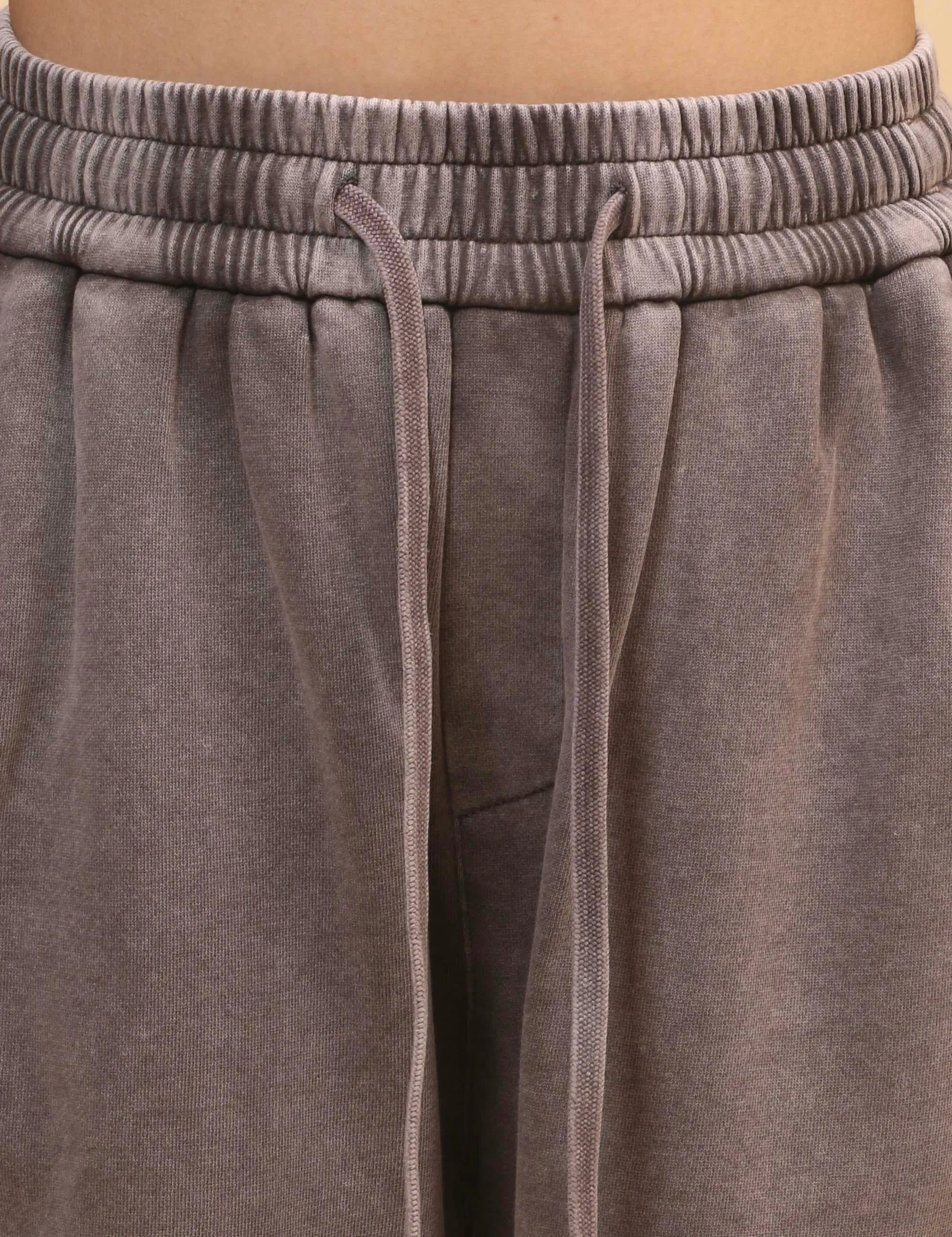 Ladies Slouchy Washed Waist Wide Leg Sweatpants SKP4699